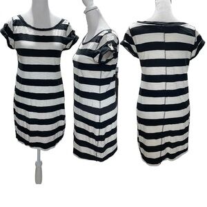 Banana Republic Black & White Striped Short Sleeve Cotton Mini Dress Size SP